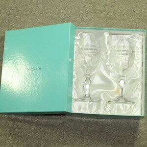 Tiffany & Co. Pair of Atlas Wine Glasses in Box w/ COA